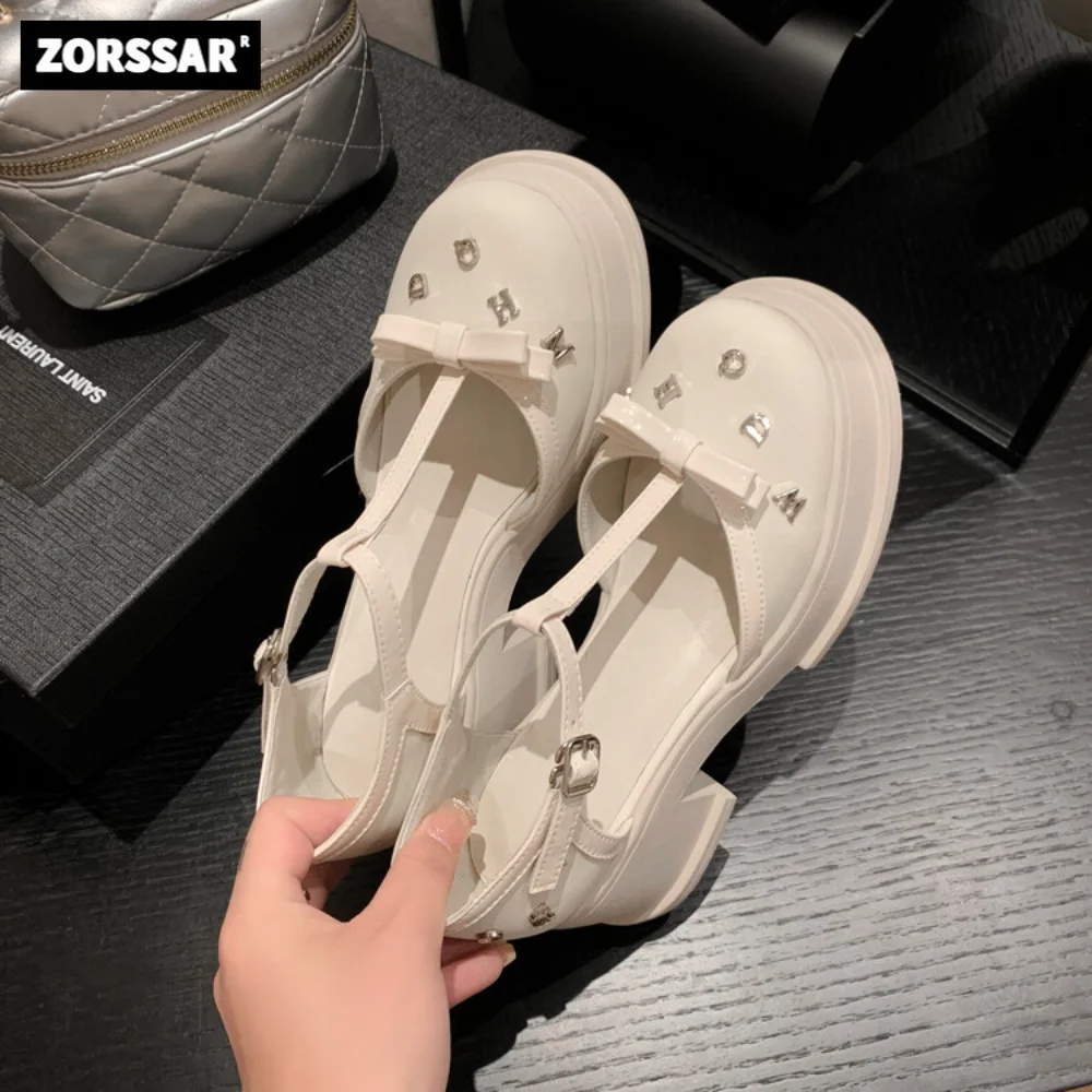 

2023 New Cow leather Women Dress Shoes Platform Mary Jane Sandal Square toe High heel Pumps superstar vintage single shoes