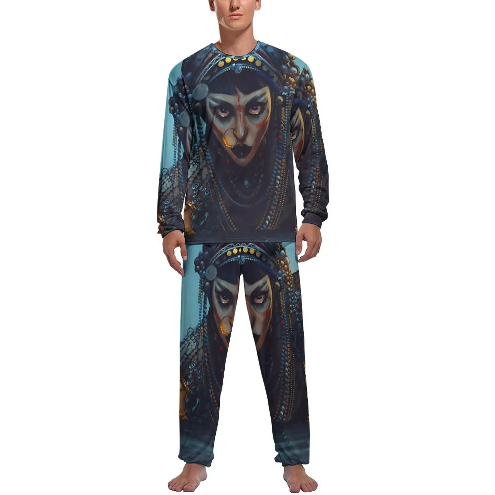 

Jibaro Pajamas Male Love Death Robots Jibaro Soft Home Suit Winter Long Sleeve 2 Pieces Night Graphic Pajama Sets