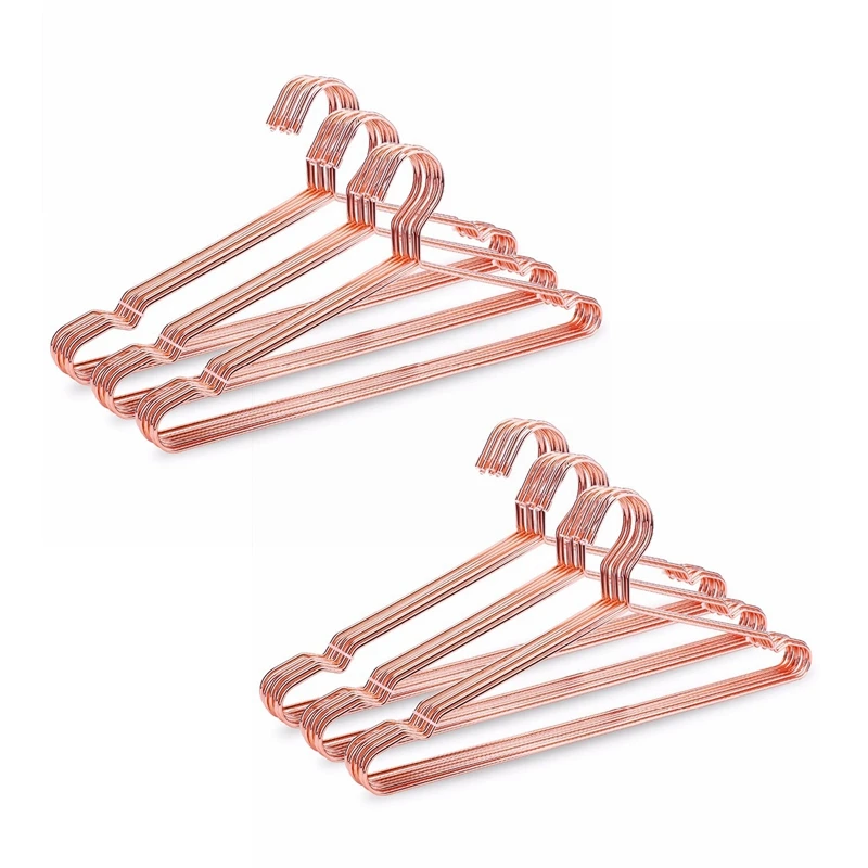 20Pcs Rose Copper Gold Metal Clothes Shirts Hanger With Groove, Heavy Duty Strong Coats Hanger, Suit Hanger Rose Gold
