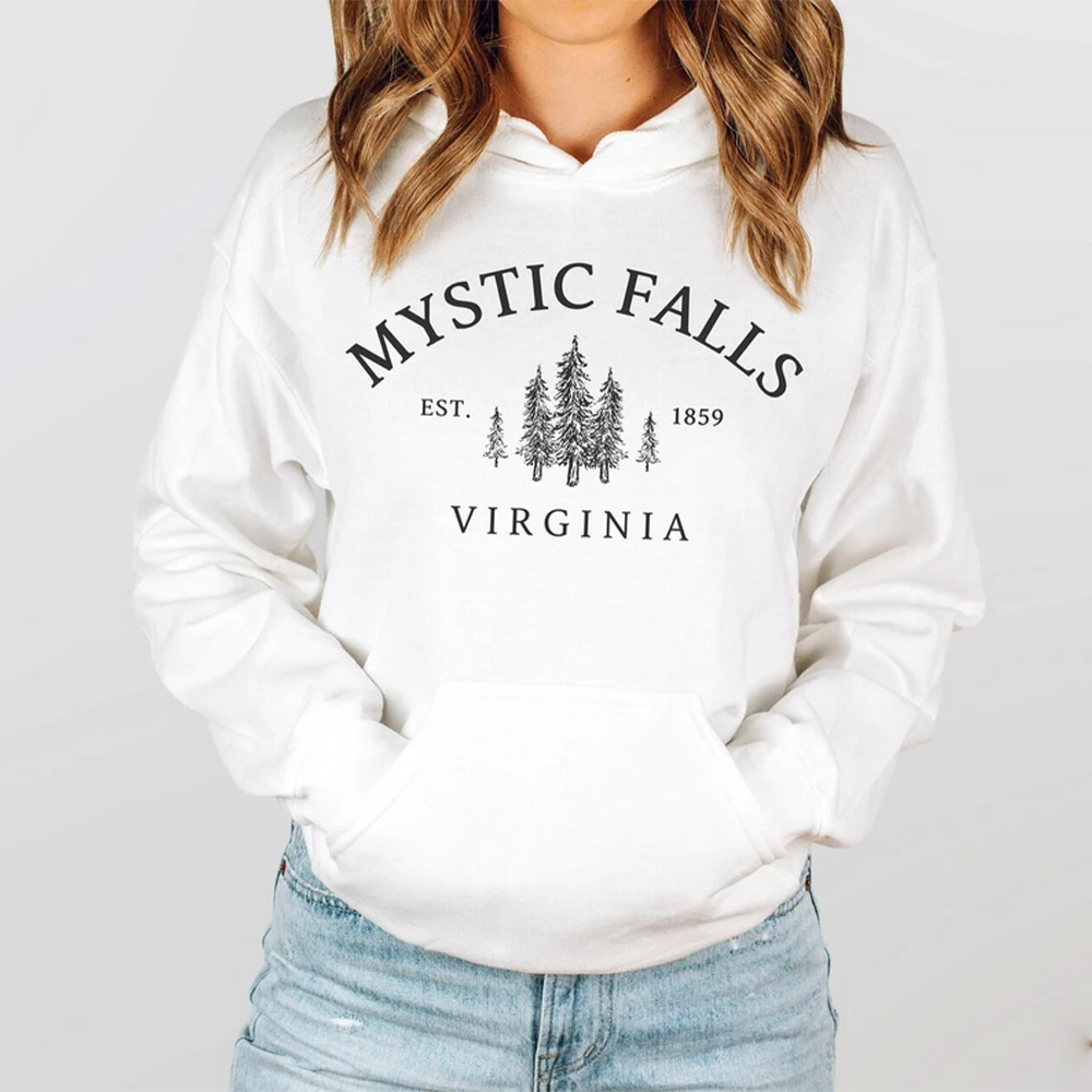 Фото Рубашка Mystic Falls худи «Virginia» ators, пуловеры унисекс с длинным рукавом и круглым вырезом, худи, Повседневный свитер для фанатов вампира №3
