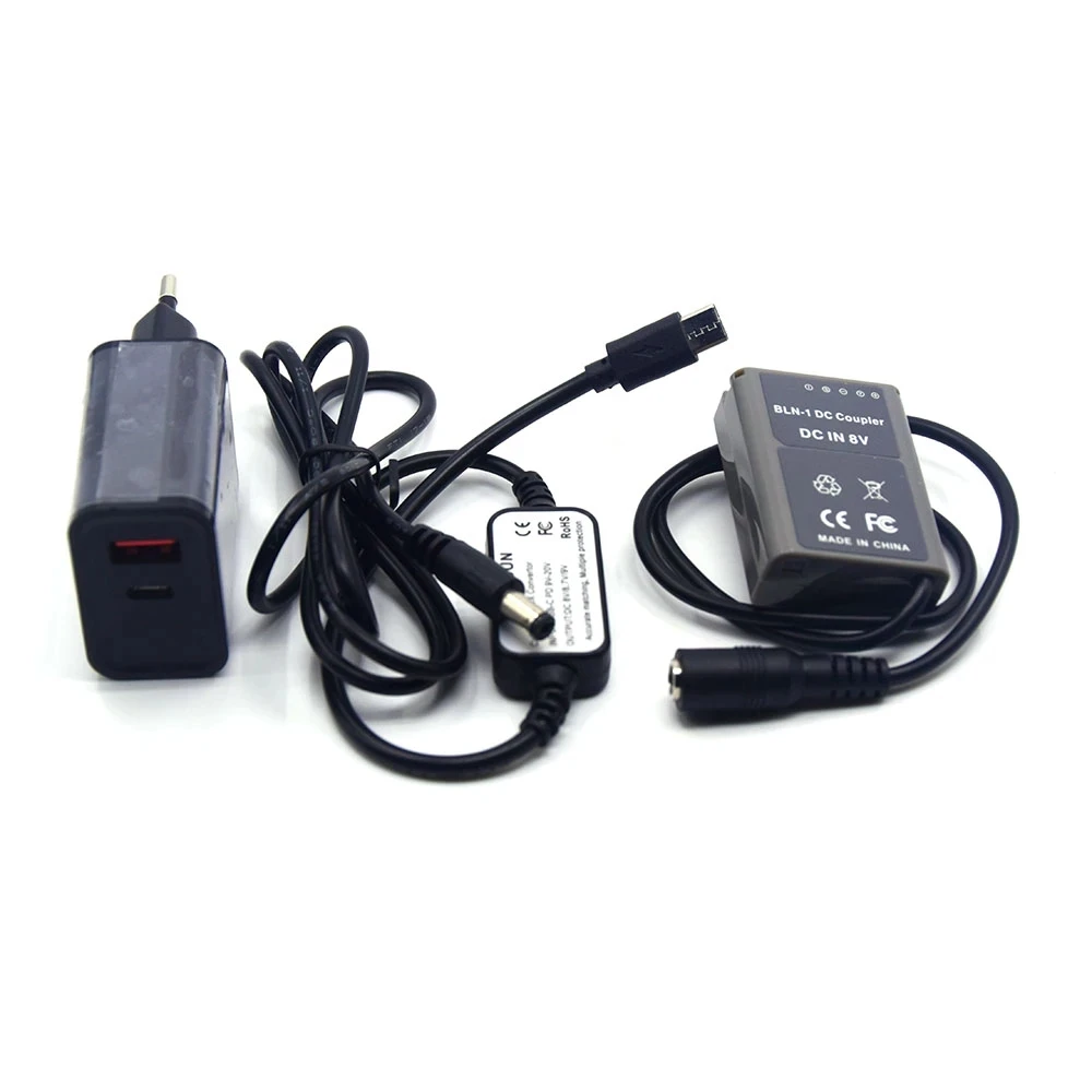 

PD Charger+ BLN-1 BLN1 DC Coupler PS-BLN1 Dummy Battery+USB Type-C Power Cable For Olympus E-M5 OM-D E-M1 E-P5 Camera