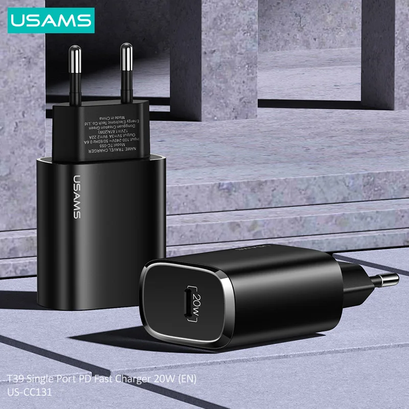 

USAMS T39 PD 20W Fast Charger EU CN Travel Mobile Phone Charger For iPhone Samsung Huawei Tablet QC FCP AFC Charger