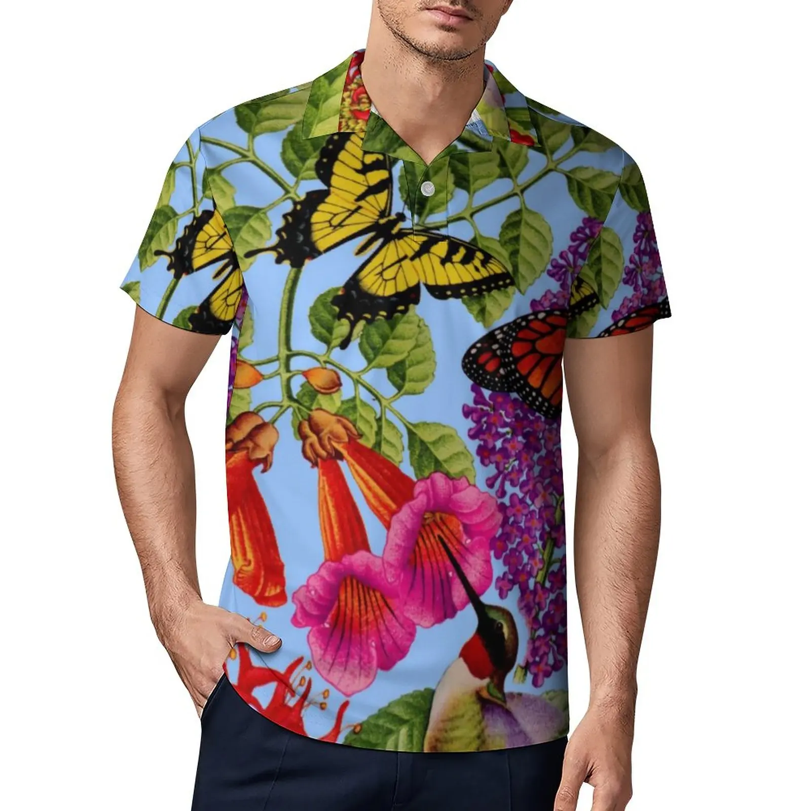 

Повседневные рубашки-поло с пчелиным бальзамом, футболки с бабочками, птицами, цветами, рубашки с коротким рукавом, рубашка для свидания, мо...