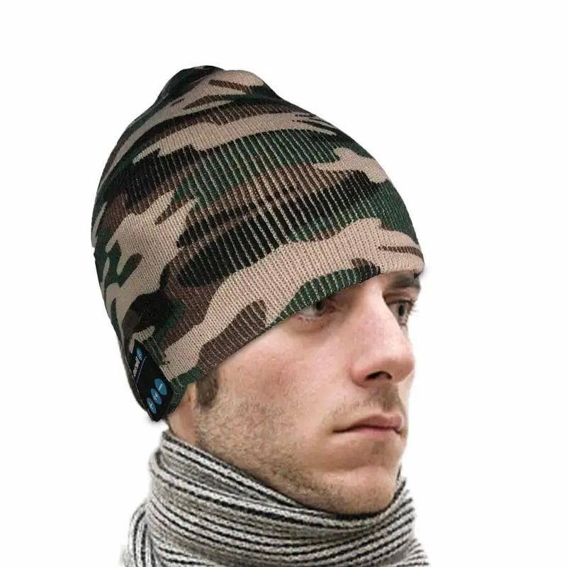 Fashion Camouflage Warm Wireless Headphone Smart Music Hat Blue Tooth Winter Cap Beanie Earphone For Smart Phone