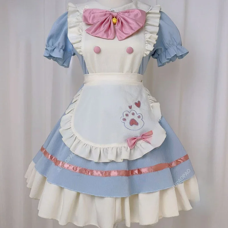 Японский костюм горничной Лолита милый сексуальный для косплея Caf É черно-белая