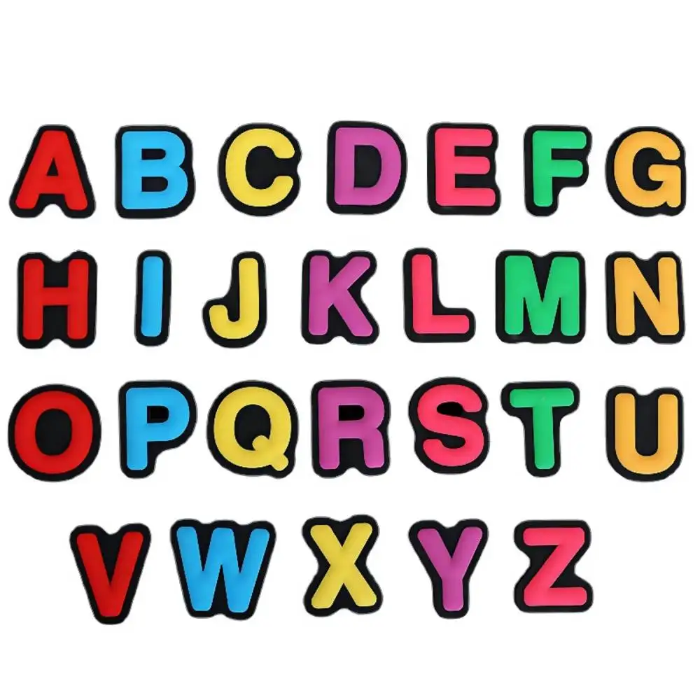 Hot 26 Sets of Cartoon Cute Bear and Letter Shoes Croc charms Accessories  jibz Shoes Decoration Girls Children's Party Gifts