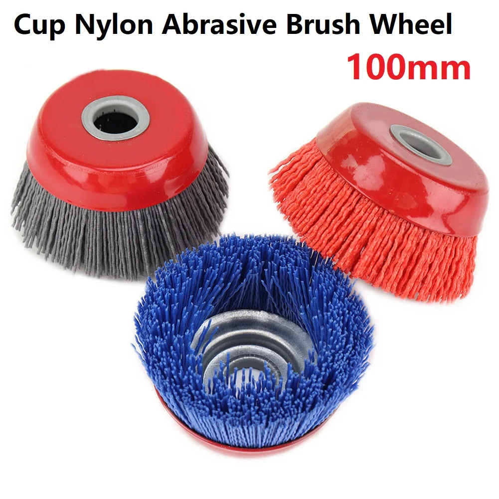 100mm Nylon Abrasive Cup Brush Wheel Wire Brush For Wood Polishing Deburring Angle Grinder Tool Rotary Tool Accessories