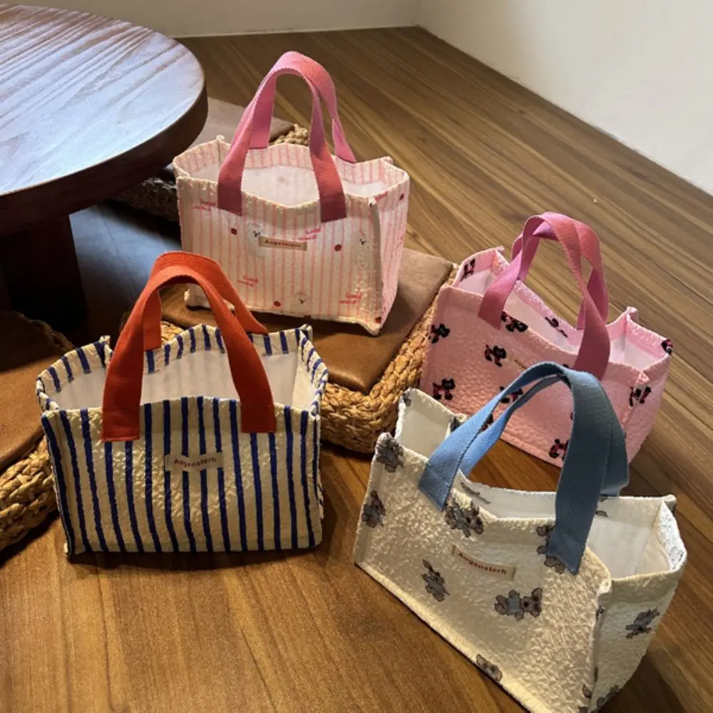 Тканевая сумка для обеда с мультяшным котом большая вместительная в корейском