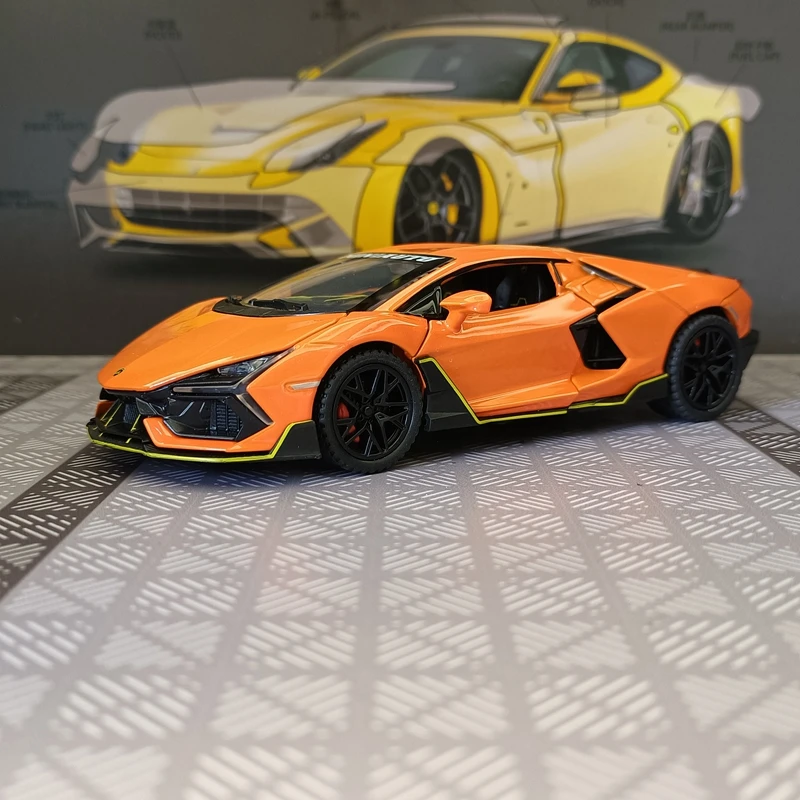 Фото 1:32 Имитация Lamborghini Revuelto Malissa Модифицированная модель автомобиля из сплава Коллекция украшений Двери могут открыть звук и свет Подарки №2