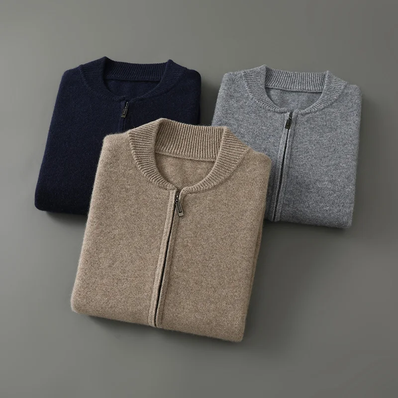 Мужской осенне-зимний кашемировый кардиган повседневный деловой свитер толстый