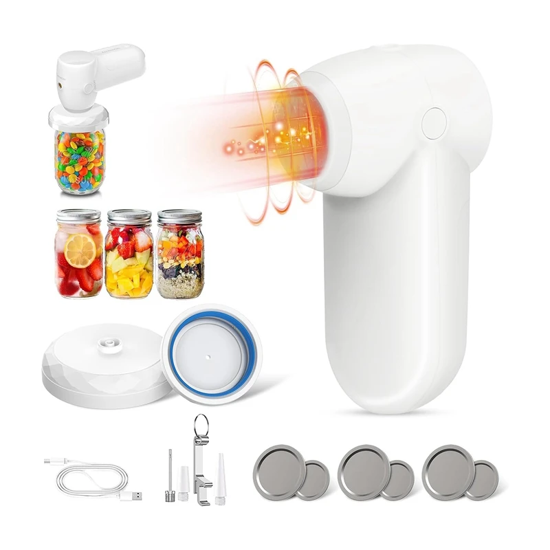 

Беспроводной набор для герметизации банок Mason Jar, вакуумный упаковщик, воздушный насос для широкого горлышка и регулярная банка Mason, 1 комплект