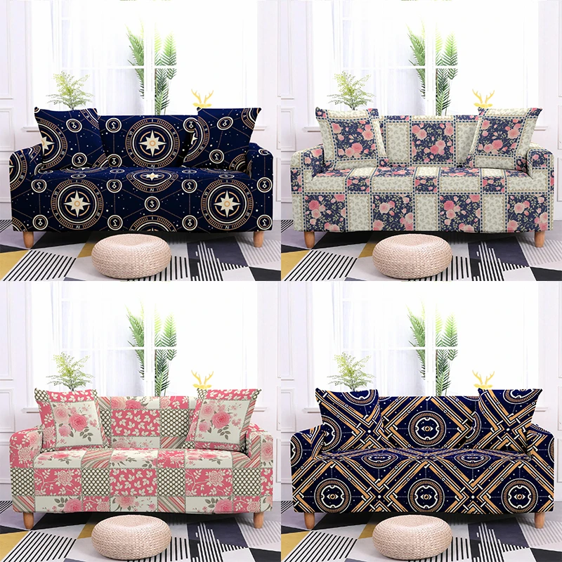 

Vintage Floral Print Sofa Cover Spandex Stretch All-inclusive Sofa Chaise Cover Lounge Corner Sofa Cover for Living Room Cover