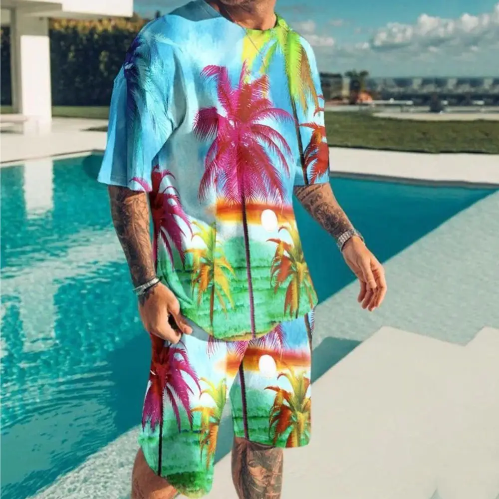 Men Clothing Plus Size 3D Printed T-shirt Suits Fashion Funny Graphic Round Neck Ropa Fashion Designer Short Sleeve 2 Pieces