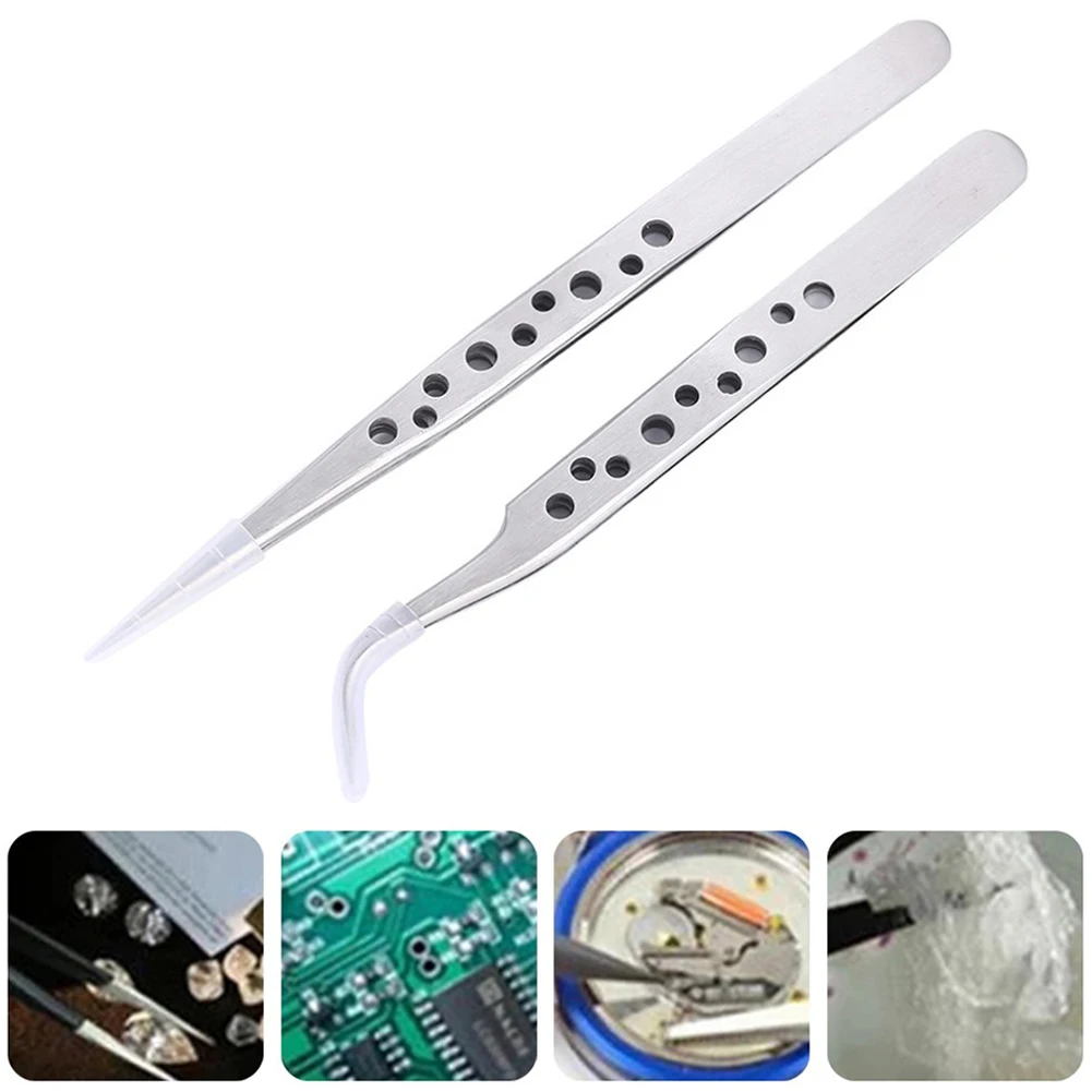 

Precision Industrial Tweezers Stainless Steel Forceps Anti Magnetic For Home Small Parts Circuit Board Maintenance Hand Tool