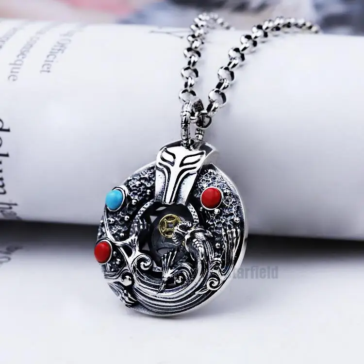 

S925 pure silver female hip-hop men sweater chain mythical wild animal pendant necklace personality celebrity