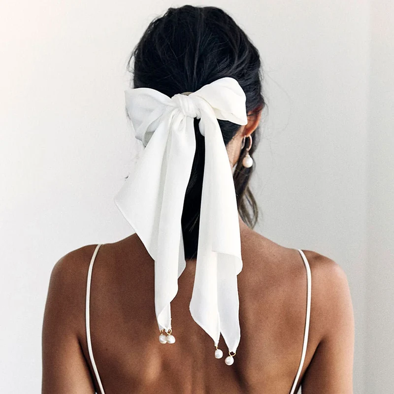 

Новый большой белый жемчуг заколка для волос для женщин Бант Шпилька для лент свадебный головной убор атласный зажим для волос аксессуары д...