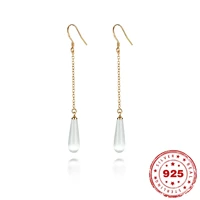 14k yellow gold color natural crystal earring rhinestone round geometric drop earrings women jewelry silver jewelry orecchini