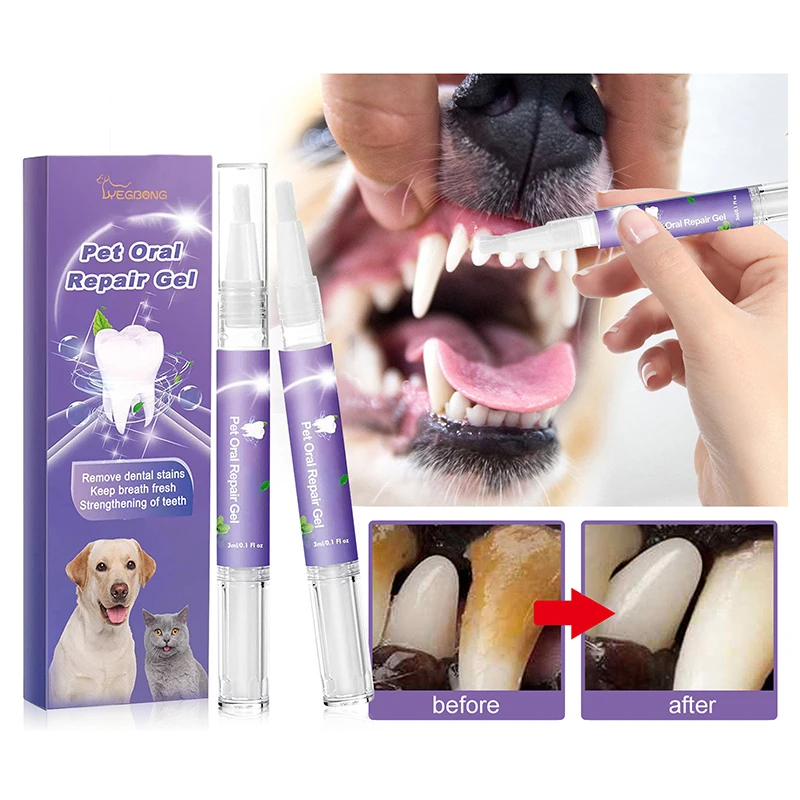 

2pcs Pet Oral Repair Gel Teeth Brushing Cleaner Gel Natural Dog Toothpaste Gel For Dogs & Cats Pet Breath Freshener