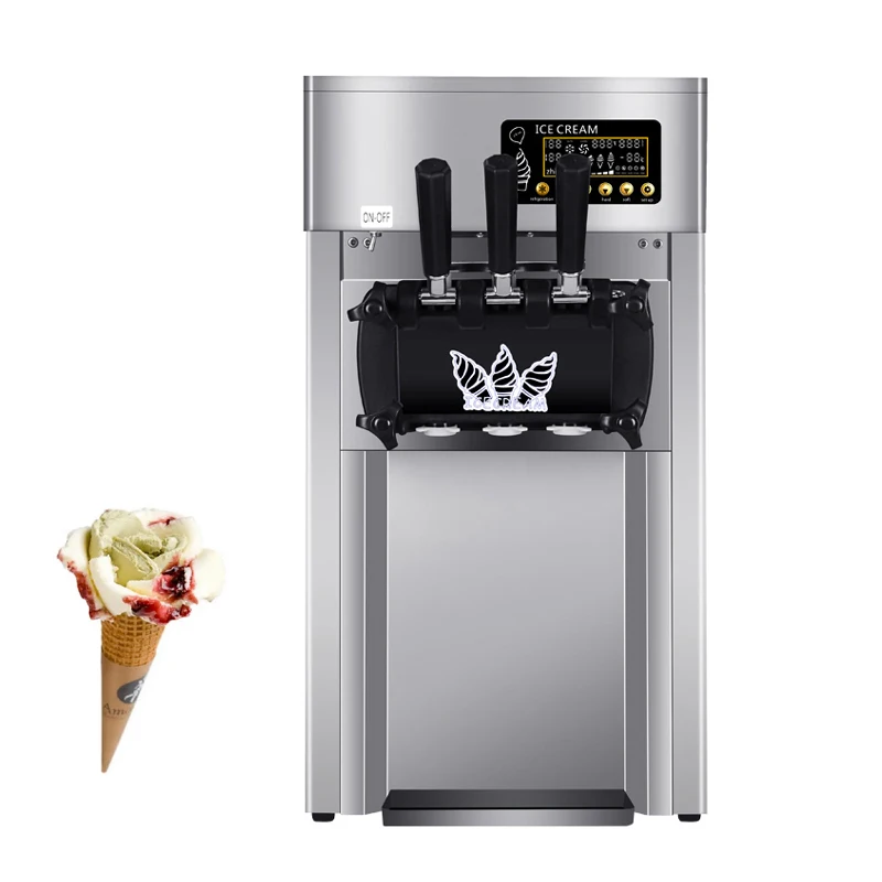 

Three Flavors Ice Cream Machine Commercial Soft Ice Cream Makers Sweet Cones Freezing Equipment Vending Machine 110V 220V