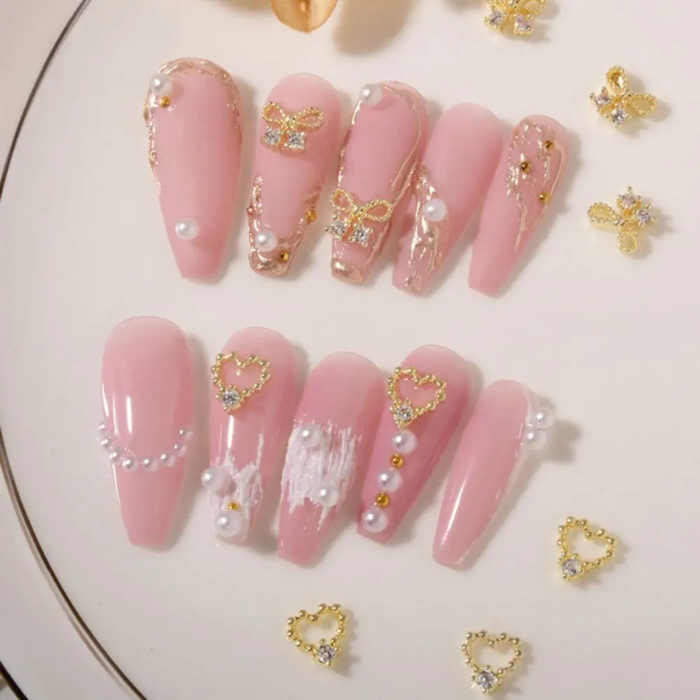 

2 шт./компл. японские полые звезды дизайн ногтей Стразы Любовь Сердце 3D украшения для ногтей бант звёзды золото серебро