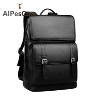 genuine leather laptop eco backpack for men high quality 100 alps cowhide real cowskin hiking travel bag formal waterproof