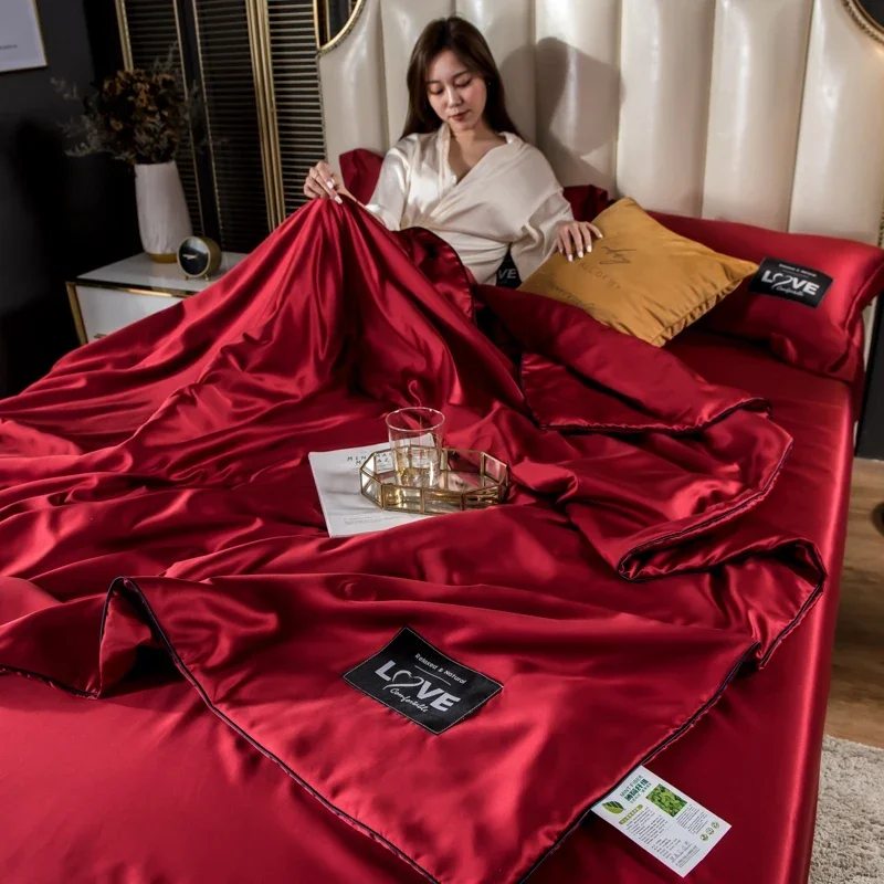 Летнее крутое атласное вискозное тонкое одеяло WASART плед покрывало для взрослых и