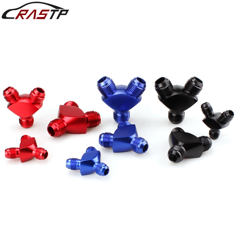 

New AN6 AN8 AN10 Y Type Oil Pipe Joint Aluminum Y Block Adapter Fittings Adaptor 3 Way Adapter Fittings Car Accessories HR051