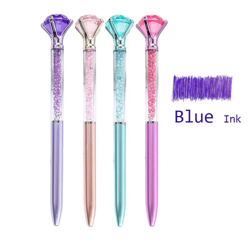 Шариковые ручки с кристаллами, пластик, 0,7 мм, синий, 10 шт.