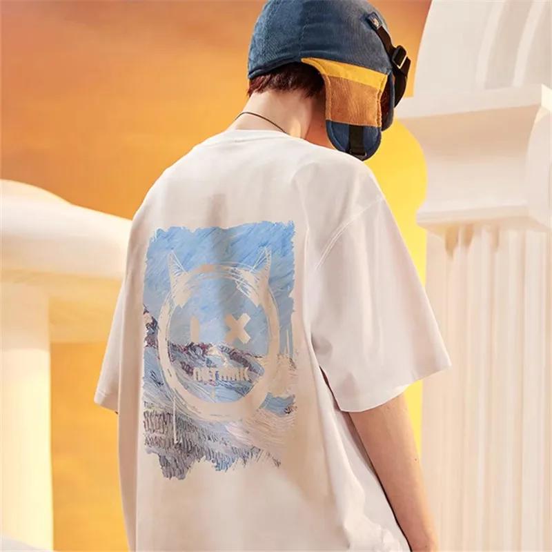 Футболка мужская с принтом дьявола Классическая тенниска оверсайз в стиле