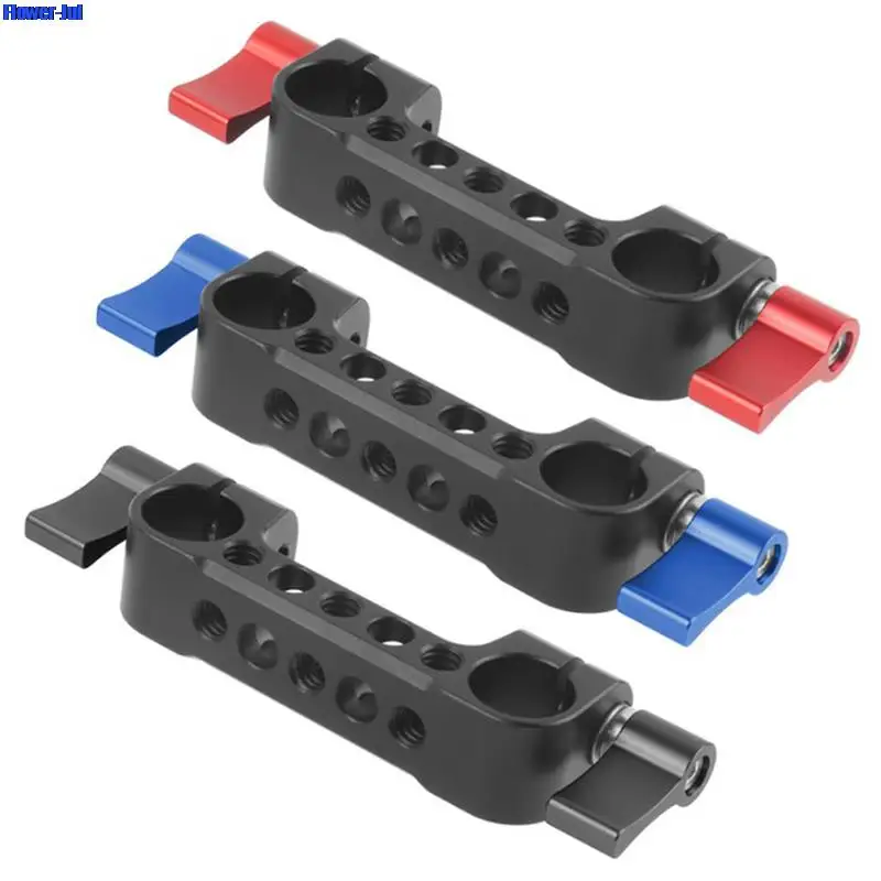 

15mm Rod Rig Clamp Double Holes 1/4 3/8 Thread Telephoto Lens Holder Support Rail Photography System For DLSR Camera Cage Parts