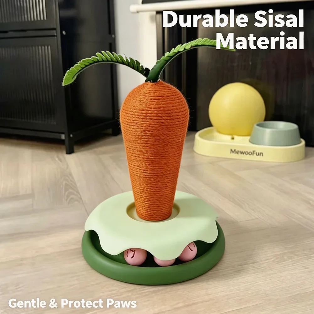 Фото Когтеточка для кошек Carrot Cat, вертикальная, из сизаля, маленькая/большая, 22/28 см, игрушка для заточки когтей, защита мебели №3