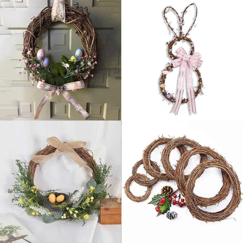 

1 шт., Круглый венок из натурального ротанга, 12 см/15 см/20 см