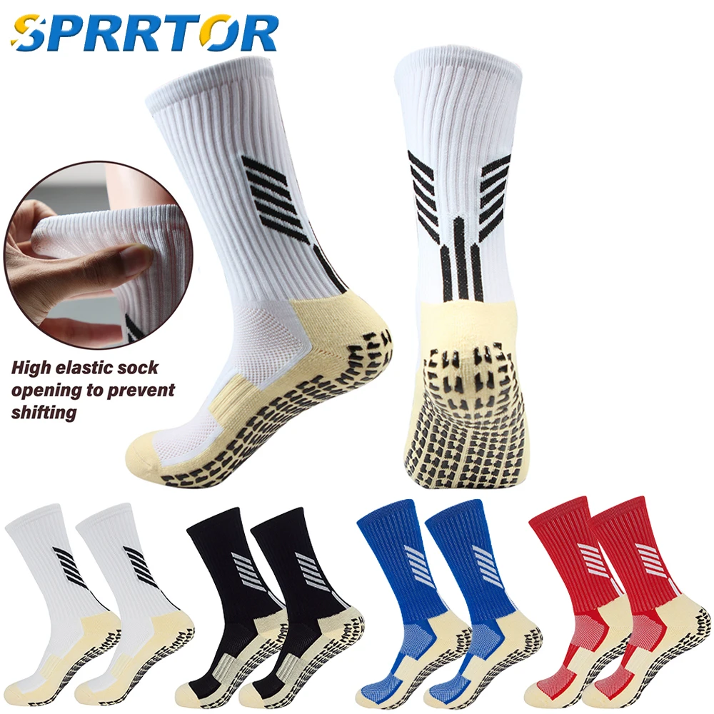 

1Pair ANTI SLIP Football Socks Mid Calf Non Slip Soccer Cycling Sports Socks Mens