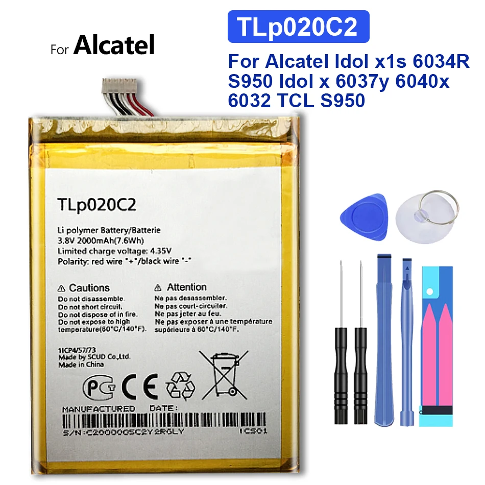 Сменный аккумулятор для Alcatel Idol x1s 6034R S950 x 6037y 6040x6032 TCL 2000 мАч TLp020C2 с трековым кодом -