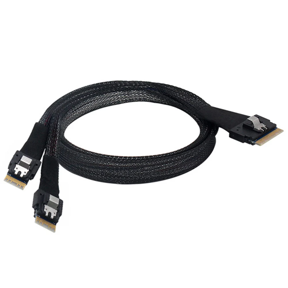 

SAS 4,0 SFF-8654 8i 74 Pin to 2 SFF-8654 4i 38 Pin Cord 24Gbps Server 50 см кабель для жестких дисков, высокоскоростной шнур питания