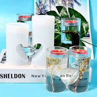 cylinder heart shaped candle holder mold diy crystal epoxy resin mold cylindrical candlestick silicone mold epoxy casting mould