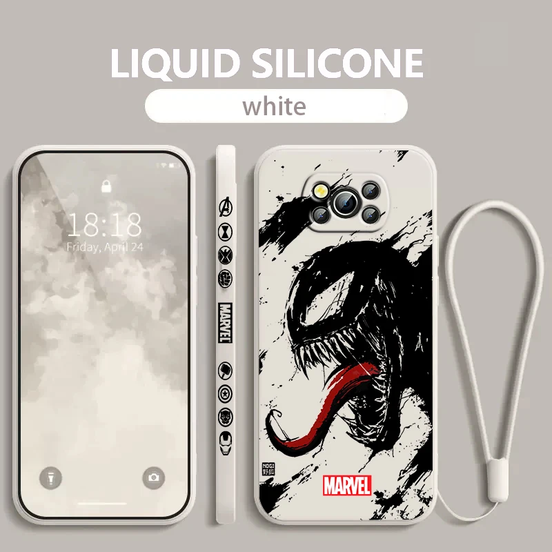 

Marvel Superhero venom cool For Xiaomi Poco Phone Case For X4 X3 F4 F3 NFC M5 M4 M3 GT S Pro 4G 5G Liquid Left Rope Cover