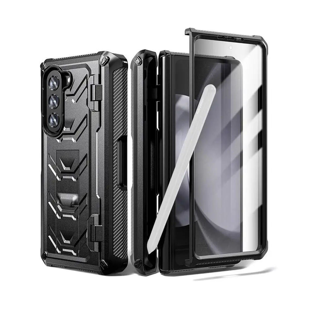 

For Samsung Galaxy Z Fold 5 TPU Phone Case With Invisible Phone Holder Screen Film Shockproof Anti-slip Phone Cover