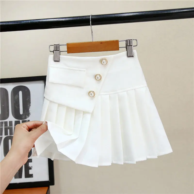 

2022 Summer New Children's Clothing Fashion Korean Princess Lovey Skirts Kids Girls School Uniform Solid Casual A-line Skirt R16