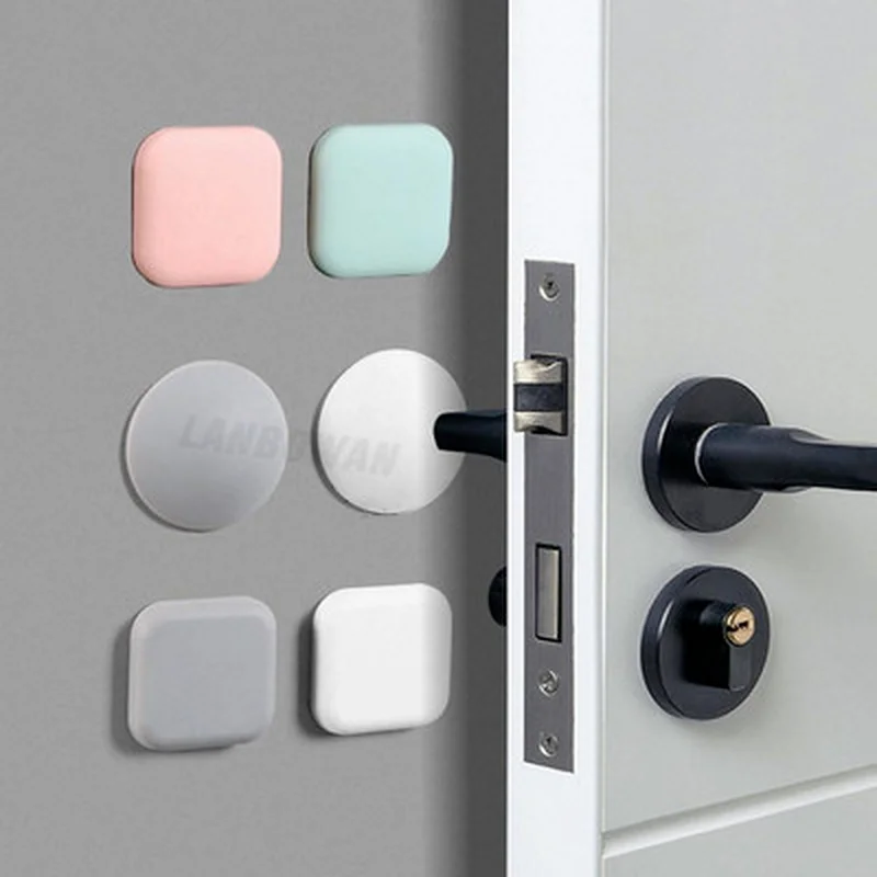 

4PCS Silicone Door Handle Bumpers Self Adhesive Deurstopper Protection Porte Pad Mute Stikcer Round Square Wall Protector Pads