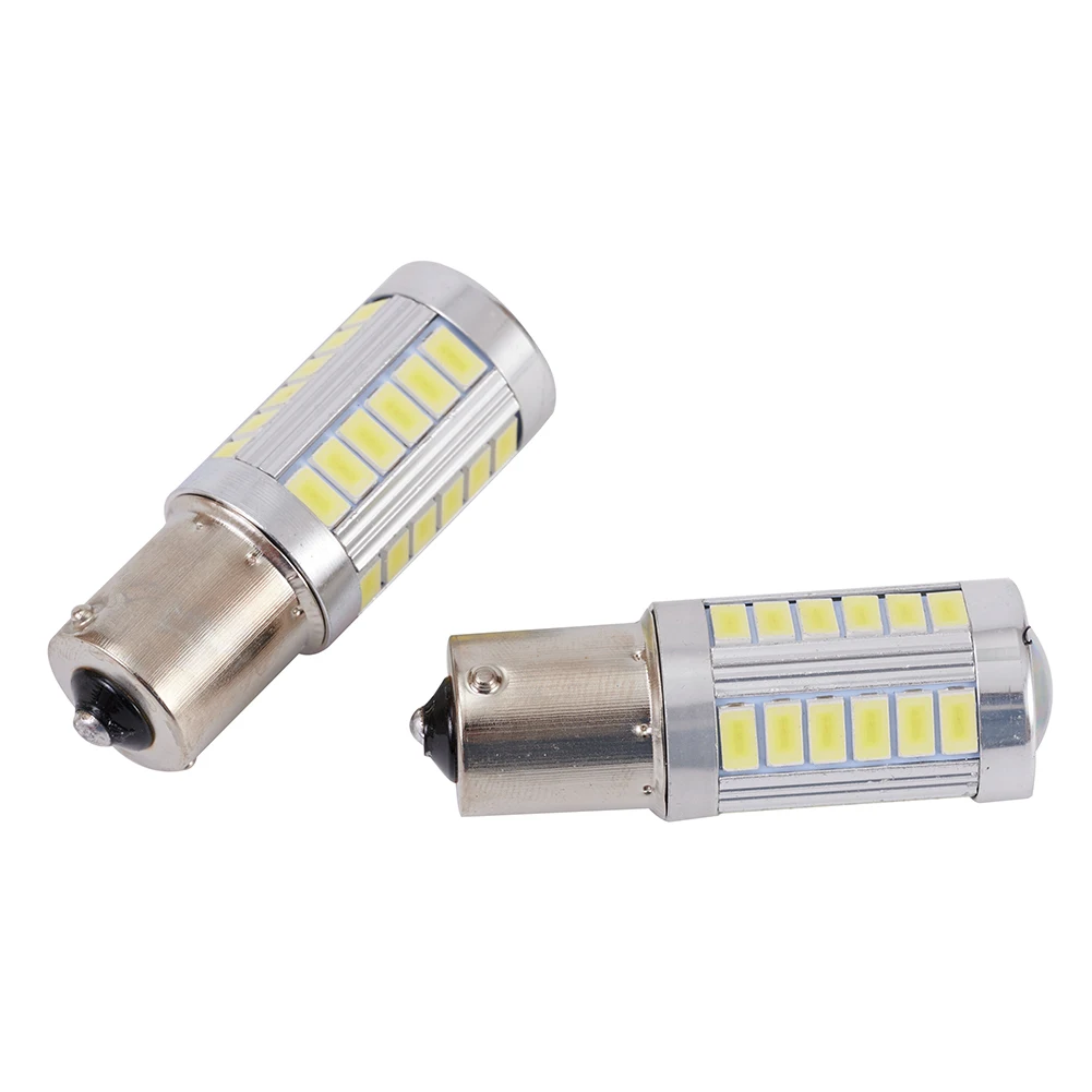 

2X Car DRL LED Reversing Light Bulb White LED BA15S P21W 1156 Reversing Lamp 33-SMD 5630 12V High Quality Lighting Parts