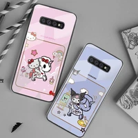 sanrio hello kitty kuromi my melody phone case tempered glass for samsung s20 ultra s7 s8 s9 s10 note 8 9 10 pro plus cover