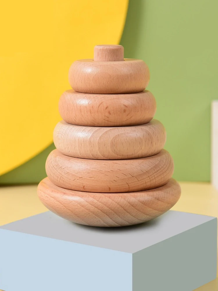 

Montessori Math Toys for Preschool Education Wooden Stacking Rings for Counting and Sorting 2-6 Year Olds Birthday Gift