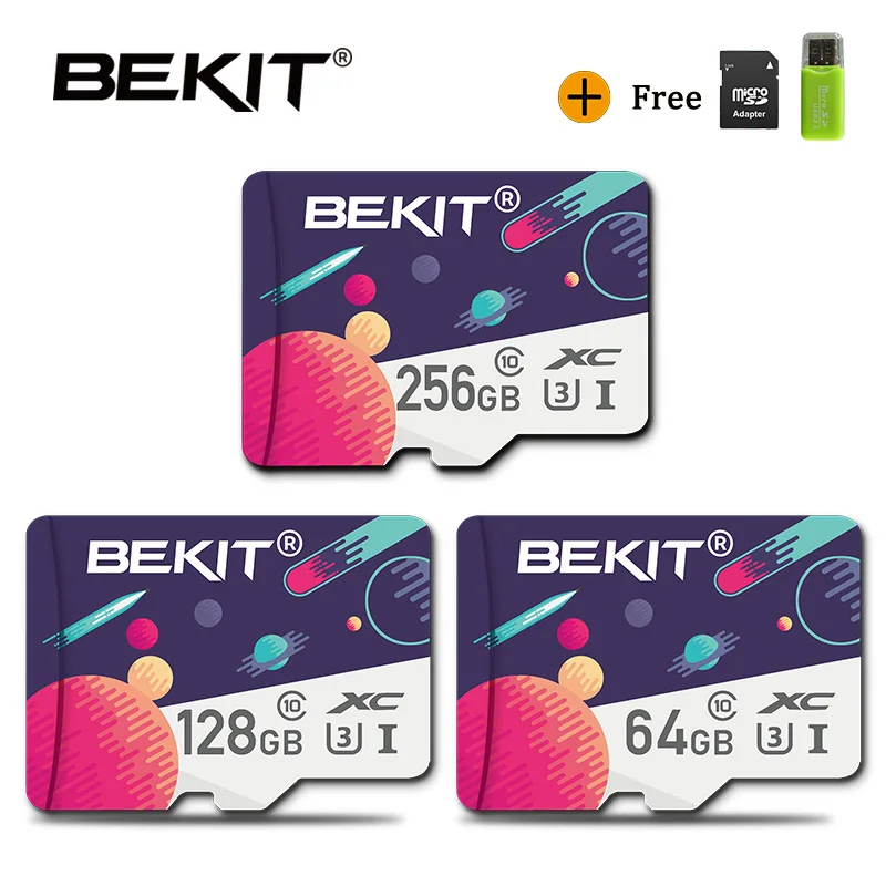 

Карта памяти Micro SD Bekit 8 ГБ 16 ГБ 32 ГБ 64 Гб 128 ГБ 256 ГБ C10 microsd TF/SD карта SDXC SDHC класс 10 флэш-накопитель для смартфона