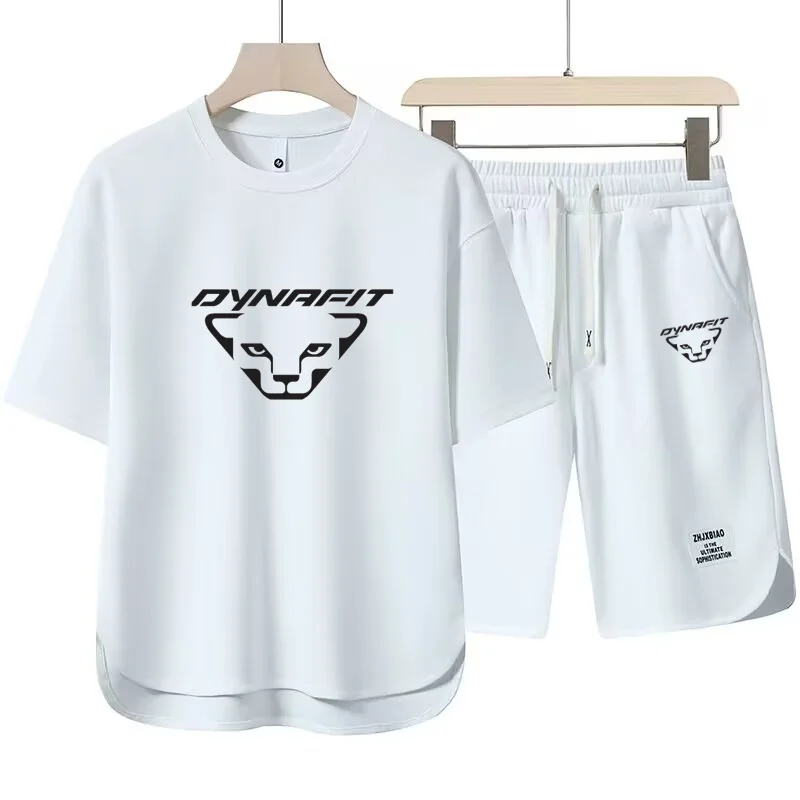 Summer New Men's 2-Piece T-shirt Tops+Shorts Set Fashion Printing Loose Harajuku Style Street Apparel Casual Golf Sportswear