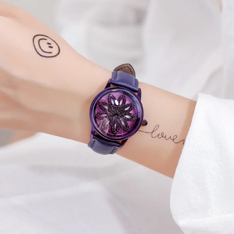 

Retro Round Quartz Innovative Dial Casual Wrist Watches Leather Strap Fashionable Clock Waterproof Wristwatch for Women Gifts