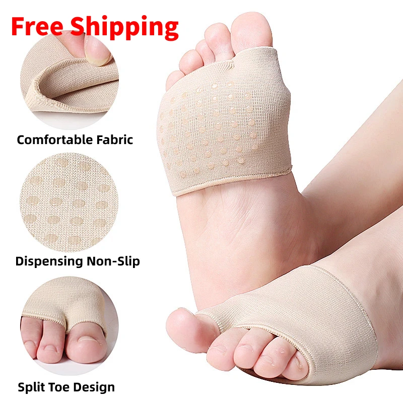 

4pieces=2pairs Metatarsal Sleeve Pad Anti-Slip Gel Foot Cushion Forefoot Cushion Calluses Blister Hallux Valgus Corrector Socks
