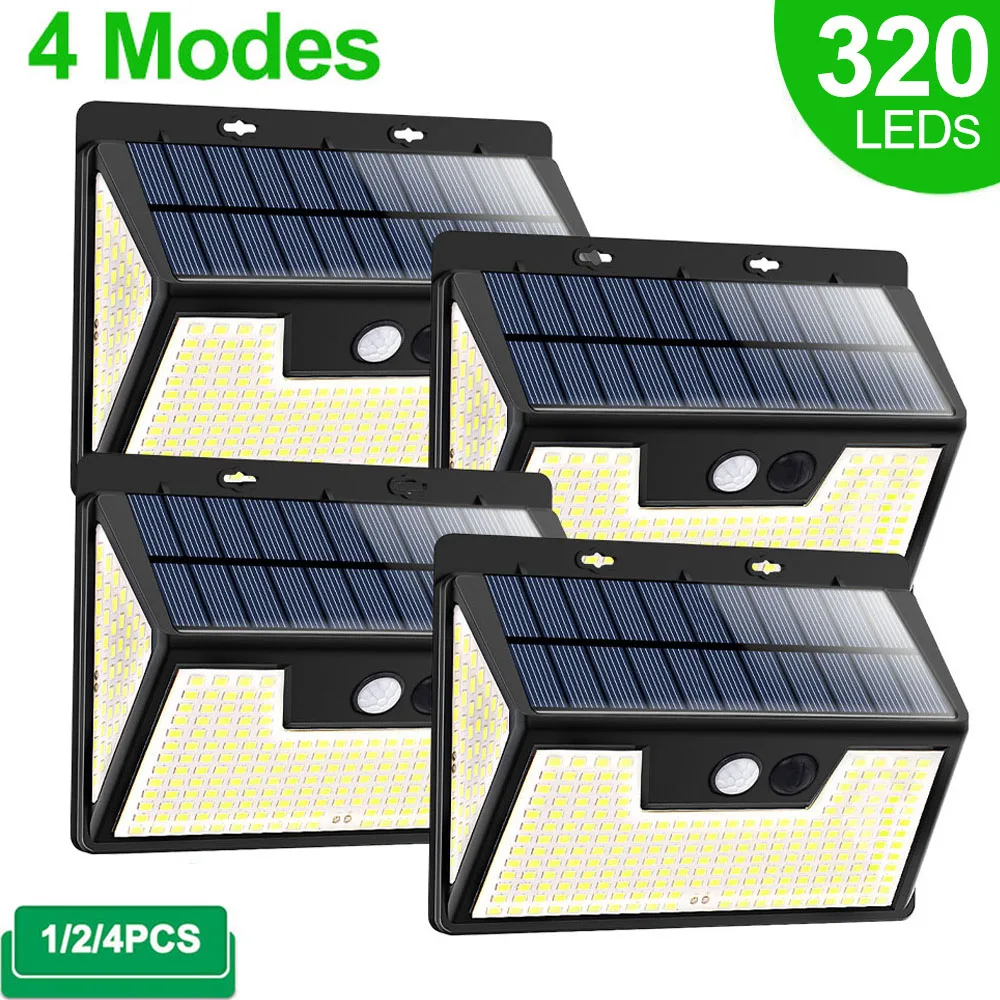 

320 LED Garden Solar Light Outdoor Waterproof Solar Lamp with 3 Lighting Mode Motion Sensor Security Wall Light for Street Patio