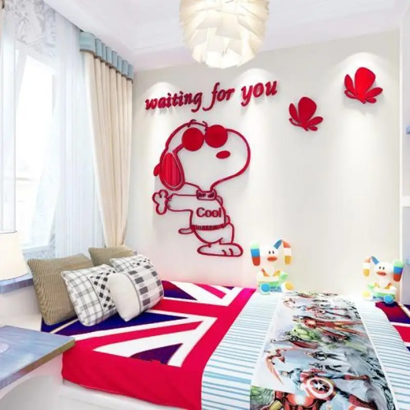 Водостойкие акриловые 3d-наклейки в виде Снупи наклейки на стену для детской