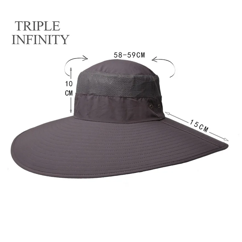 Шляпа мужская с широкими полями быстросохнущая солнцезащитная дышащая для